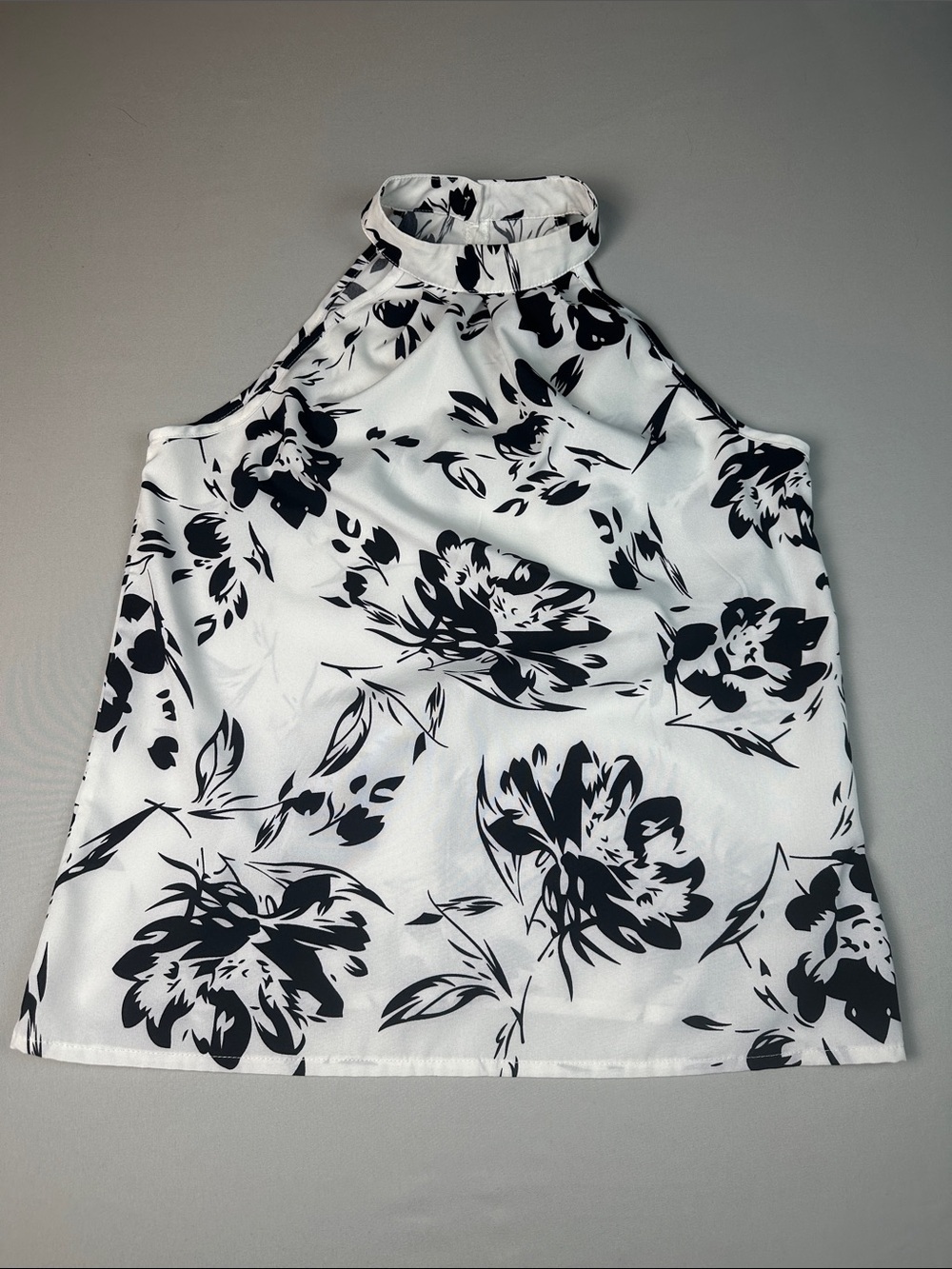 Skue Black White Floral Halter Neck Shirt business casual blouse